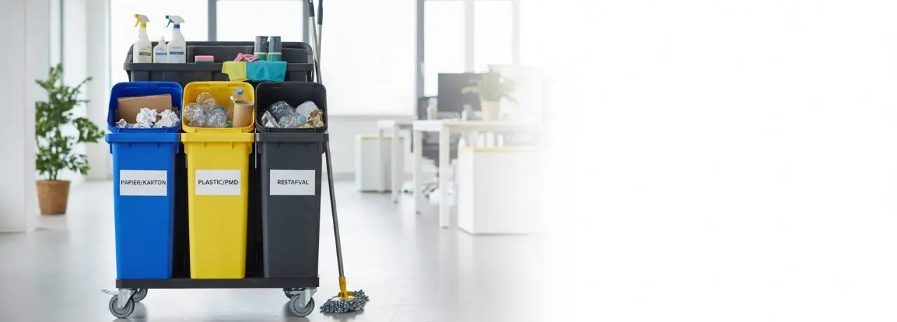 Afvalscheiding op de schoonmaakwagen voorkomt dat ingezamelde stromen alsnog worden vermengd. Welke afvalstromen je gescheiden inzamelt tijdens schoonmaak