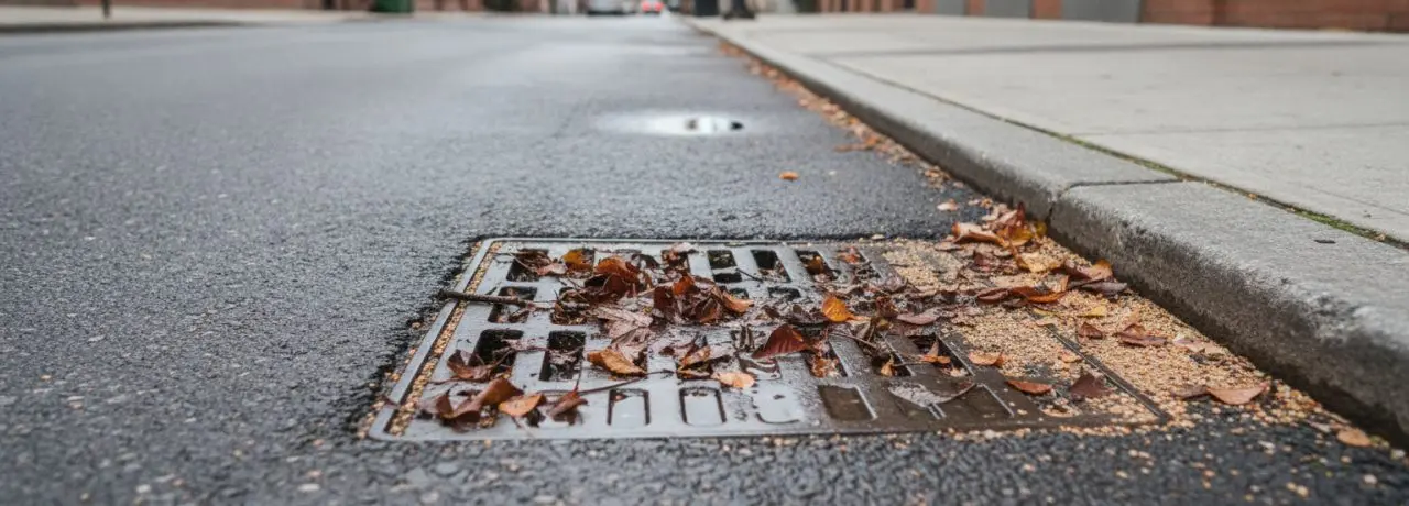 Afvoerputten blijven bruikbaar wanneer zand en blad vóór piekbuien worden verwijderd. Afvoerputten blijven bruikbaar door zand en blad tijdig te verwijderen